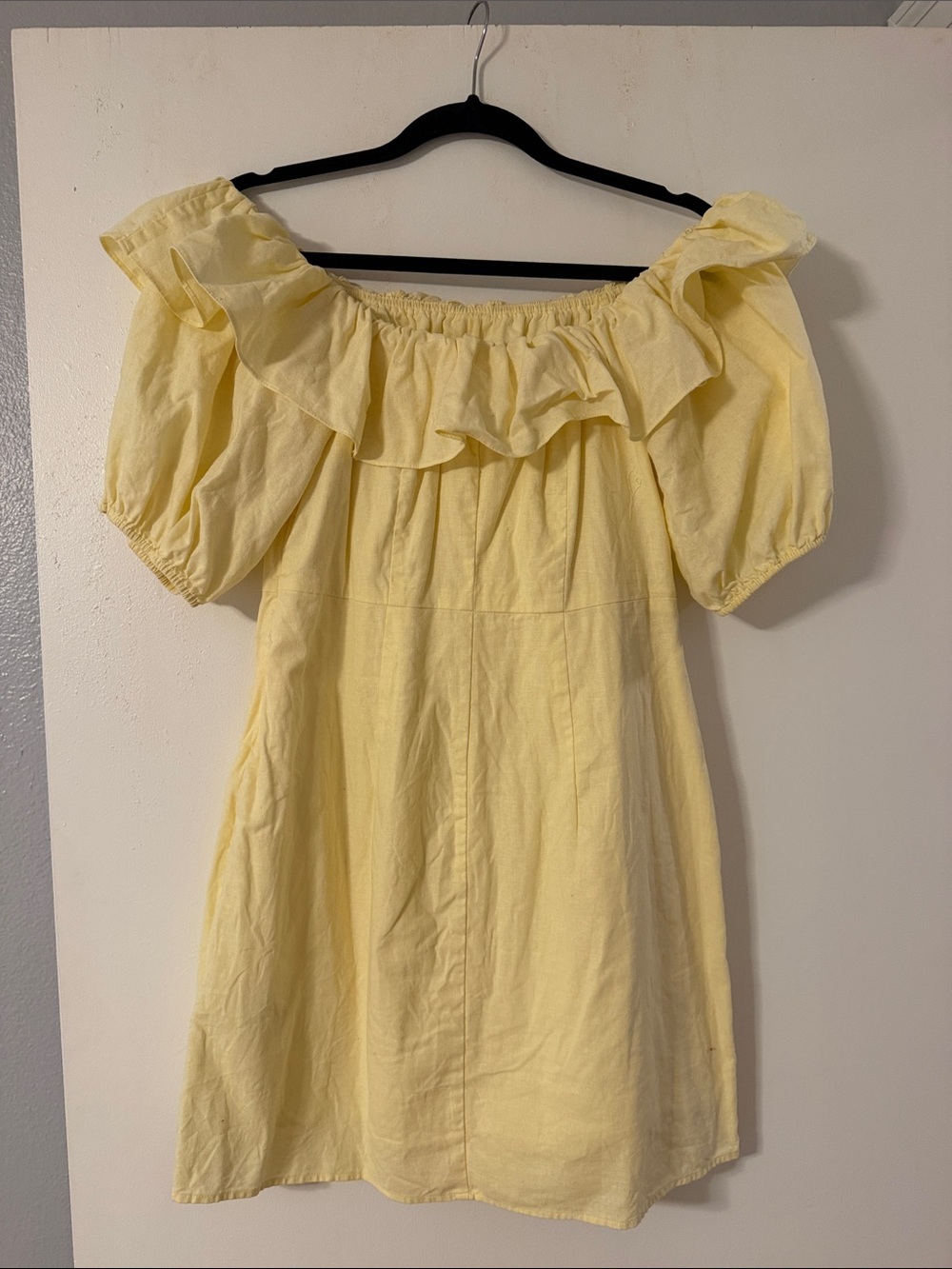 H&M Butter Yellow Off-Shoulder Ruffle Mini Dress - Picture 4 of 4